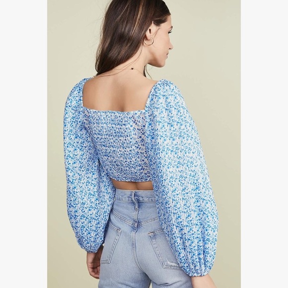 NWT C/MEO Collective Sky Blue Floral Crop Top - Picture 3 of 6